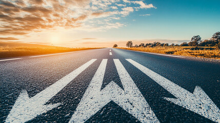 Wall Mural - Journey of Success: Embracing Growth and Expansion on a Pathway of Opportunity, symbol traffic road sign street highway.