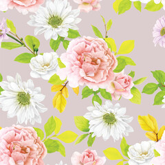 Poster - hand drawn floral ornament seamless pattern 