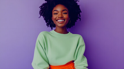 Canvas Print - Attractive young black woman smiling