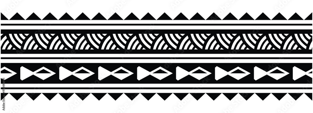 Samoan Patterns Border Polynesian pattern tribal tattoo border. Tribal tattoo geometric fore ...