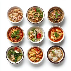 Aufkleber - These prompts should work well for generating stock photos that feature popular Thai food against a white background in a 16:9 aspect ratio.