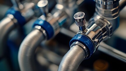 Poster - macro photography showcasing the intricate details and connections of a water filter s inlet and out