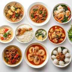 Aufkleber - These prompts should work well for generating stock photos that feature popular Thai food against a white background in a 16:9 aspect ratio.