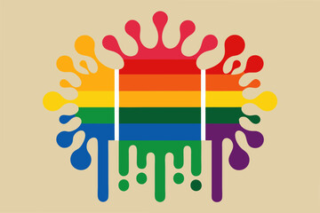 Sticker - Abstract drops of paint in the color of a rainbow or community lgbt on a white background