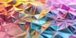 © Nick Freund - Futuristischer Hintergrund: Regenbogenfarbene Polygon-Geometrie trifft auf flüssiges Metall. Abstrakte 3D-Formen verschmelzen in schillernden Farben. Moderne, dynamische Textur für Tech-Designs