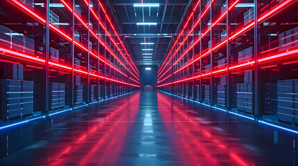 digital warehouse with electronic grids connected to a bar code scanner
