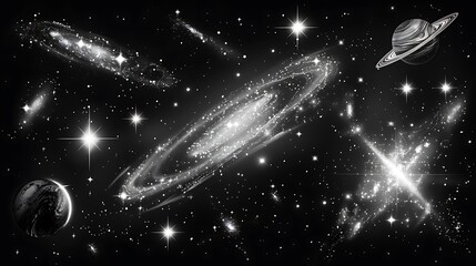 realistic star and galaxy brushes for digital art,