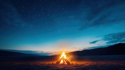 Wall Mural - a cozy gathering of friends around a bonfire on a beach, roasting marshmallows and sharing stories u