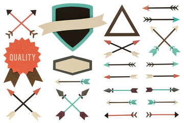 Poster - Hipster paper craft set design element