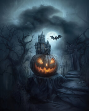 Halloween Party invitation card background with copy space