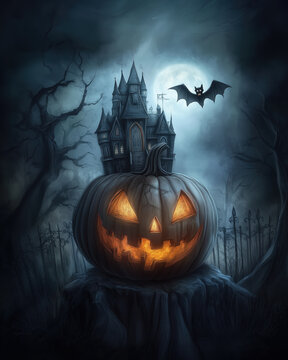 Halloween Party invitation card background with copy space