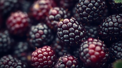 Many tasty ripe blackberries as background closeup : Generative AI