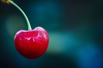 red cherries on a black background