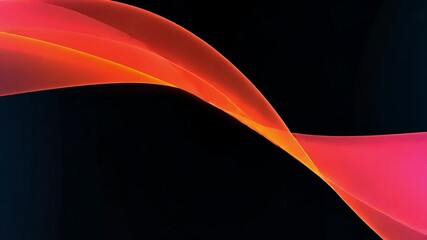 Poster - abstract animated background. red neon light waves on a black background