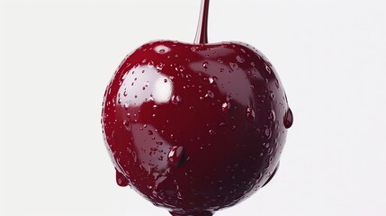 Poster - Single Red Cherry with Water Drops