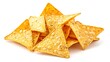 © The Little Hut - Golden nachos chips isolated on white background top view : Generative AI