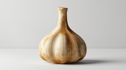 Canvas Print - Single Garlic Bulb on White Background