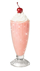 Sticker - Strawberry milkshake glitter sticker overlay