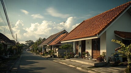 Aufkleber - Typical residential tract house on the outskirts of Surabaya East Java Indonesia : Generative AI