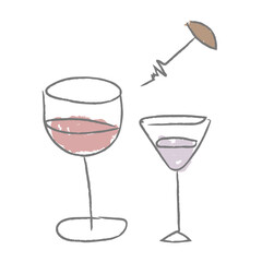 Wall Mural - doodle wine glasses sticker design element