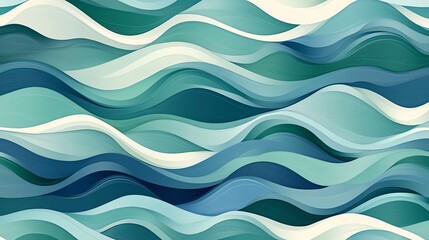 Wall Mural - Abstract blue and green wave pattern.