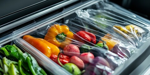 Wall Mural - Fresh produce in a refrigerator drawer.