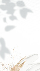 Wall Mural - white paint border png with leaf shadow and gold glitter