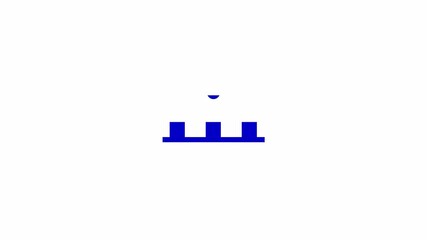 Fototapete - Dropping circles into squares on conveyor loading animation. Technology animated element 2D abstract 4K video motion graphic on white background. Data upgrade loader download upload for web design