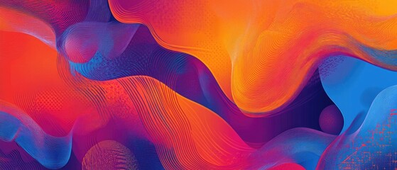 Poster - Line art illustration featuring vibrant colors on an abstract background