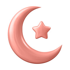 Sticker - Star png and crescent sticker, 3D Ramadan symbol on transparent background