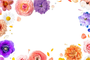 Sticker - Colorful png flowers frame, floral design in transparent background