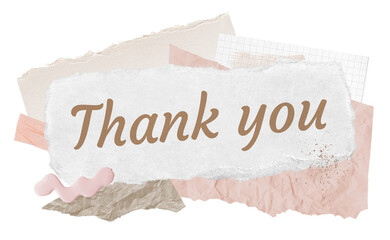 Poster - Thank you! png word sticker typography, aesthetic paper collage, transparent background