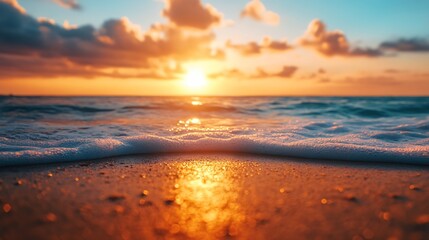 Poster - Beautiful sunset on the beach and natural sea landscape : Generative AI