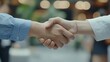 © The Little Hut - Businessman woman and signature with handshake for contract hiring or legal agreement on document at office Asian man shaking hands with female person for partnership or recruiting at  : Generative AI