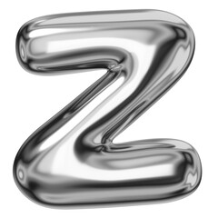 Poster - Z alphabet png sticker, 3D chrome metallic balloon design, transparent background