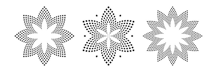 Sticker - Set of Radial Dots Patterns. Decorative Geometric Design Elements. 