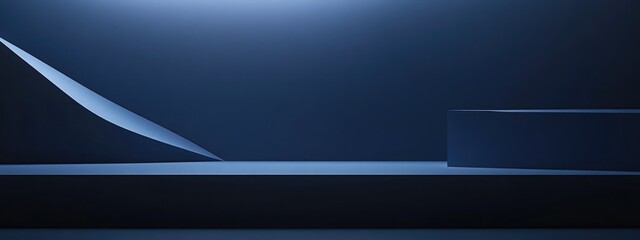 Poster - 3D rendering of a dark blue gradient abstract background with an empty space for product display