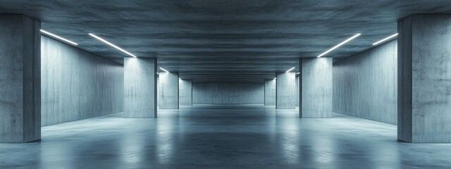 Poster - 3D rendering of a smooth empty dark abstract concrete interior showcasing an architectural background