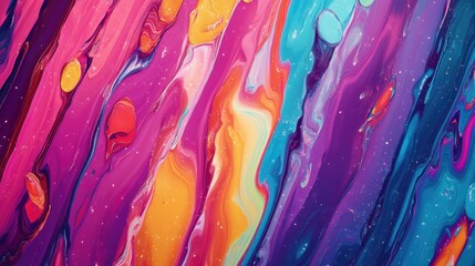 Poster - Tie Dye Stripe in a 3D cartoon rendering Abstract Space Image featuring multicolor watercolor lines and neon modern art stripes