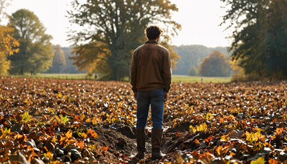 Poster - L'homme dans les champs d'automne