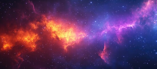 Poster - Colorful space galaxy cloud nebula in a 3D cartoon rendering Stary night cosmos and supernova background wallpaper highlighting universe science and astronomy