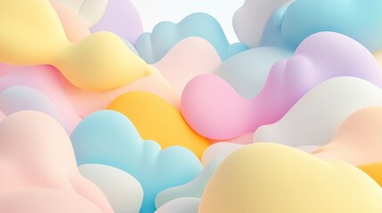 Fototapete - Very soft and sweet abstract background in pastel colors rendered in 3D cartoon style
