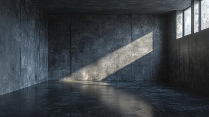 Poster - Empty dark abstract interior with concrete walls
