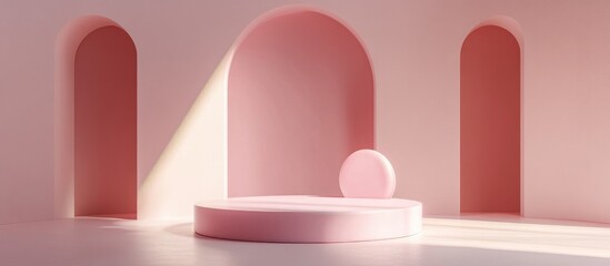 Poster - Abstract background featuring a geometric podium for product presentation 3D rendering