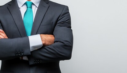 Confident Executive with Folded Arms on White Background