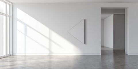 Poster - Corners installation in a minimalist white studio Forward arrows in 3D rendering
