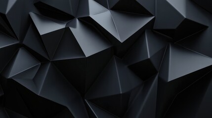 Poster - Abstract black geometric background rendered in 3D Dark space display