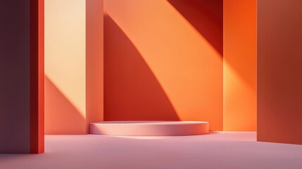 Poster - Abstract background featuring a 3D podium and wall scene created through 3D rendering techniques