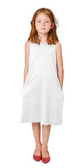 Canvas Print - Girl wearing white dress png full body mockup