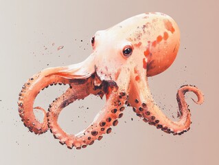 Canvas Print - Pink Octopus Splashing